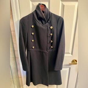 Coach Navy Blue Wool Fitted Coat